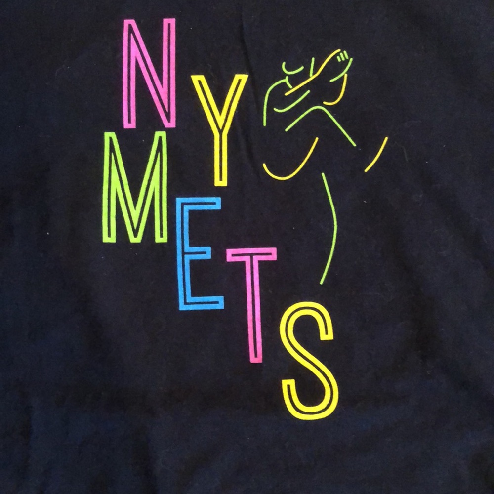 Vintage NWOT black  Mets/McDonalds neon logo tee shirt